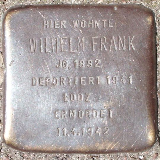 Stolperstein dedicated to Wilhelm Frank
