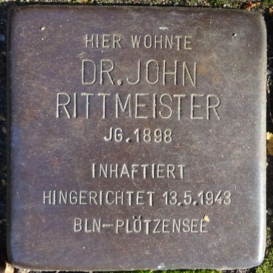 Stolperstein dedicated to John Rittmeister