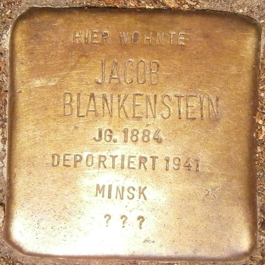 Stolperstein dedicated to Jacob Blankenstein