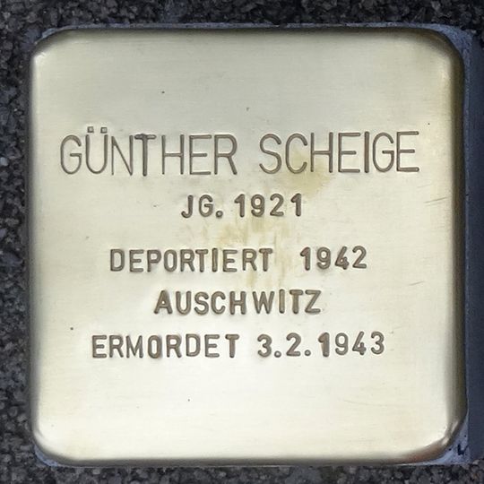 Stolperstein dedicated to Günther Scheige