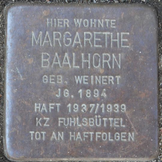 Stolperstein en memoria de Margarethe Baalhorn