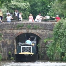 Marple Locks Number 7 and adjoining footbridge on Peak Forest Canal