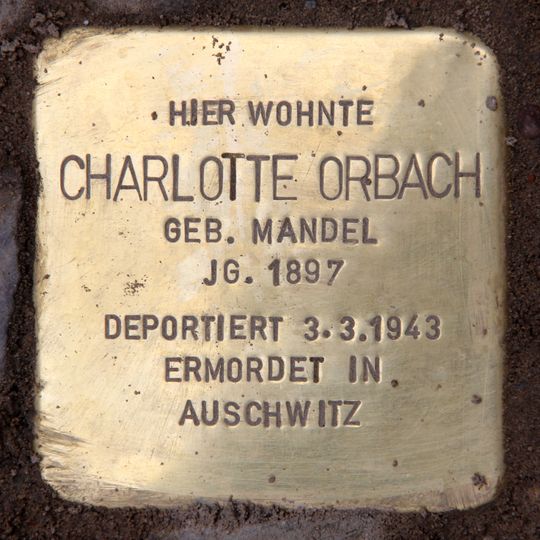Stolperstein dedicated to Charlotte Orbach
