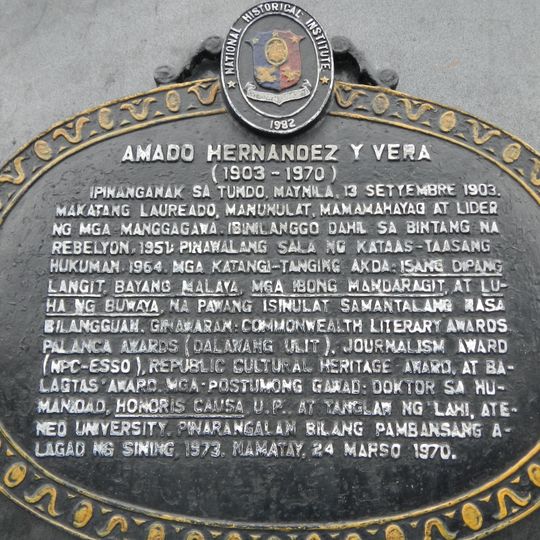 Amado Hernandez y Vera historical marker