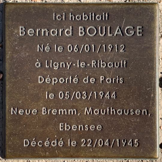 Stolperstein à la mémoire de Bernard Boulage