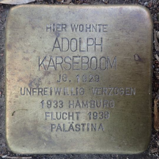 Stolperstein en memoria de Adolph Karseboom