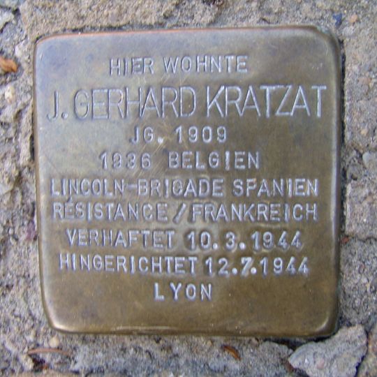Stolperstein dedicated to Gerhard Kratzat