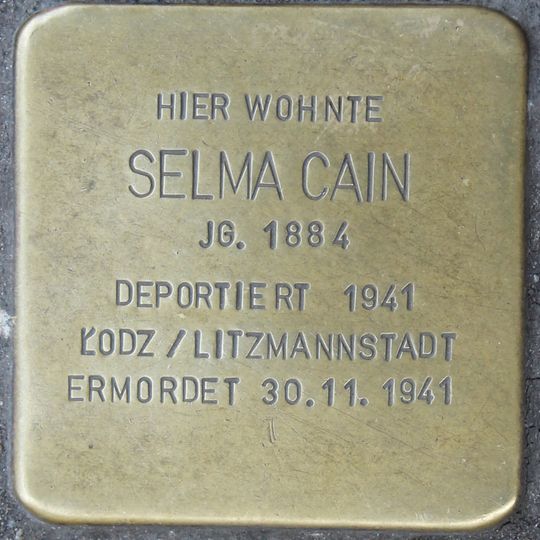 Stolperstein dedicated to Selma Cain