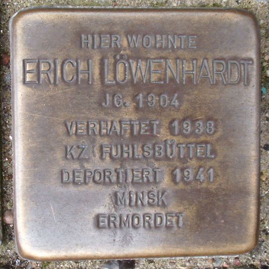 Stolperstein dedicated to Erich Löwenhardt