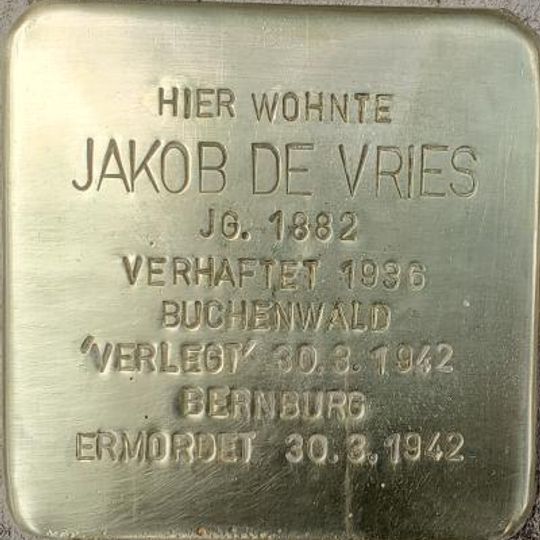 Stolperstein für Jakob de Vries