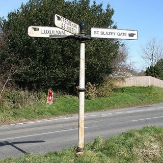 Fingerpost At Crossroads South Of Bodelva