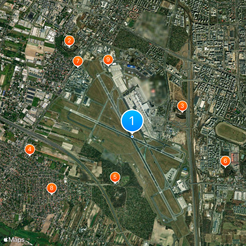 Luchthaven Warschau Frédéric Chopin Kaart