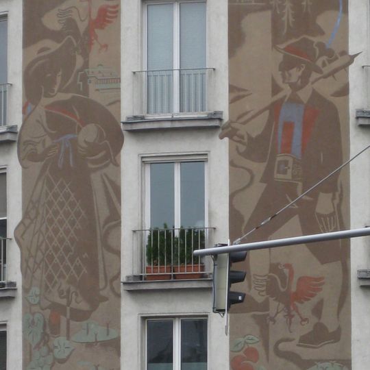 Sgraffito "Südtiroler und Südtirolerin" by Hans Wulz, Vienna