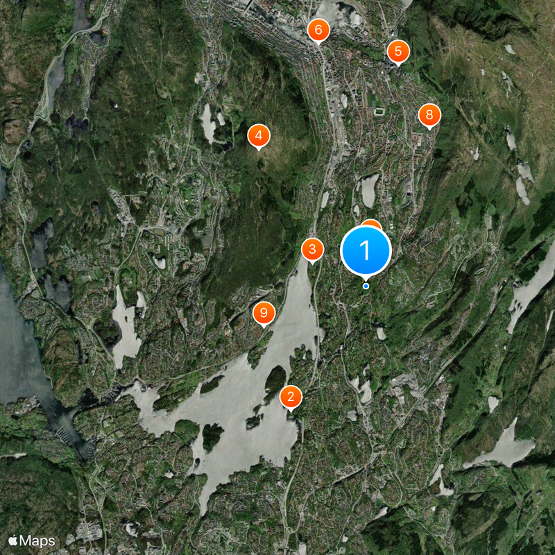 Igreja de madeira de Fantoft Mapa