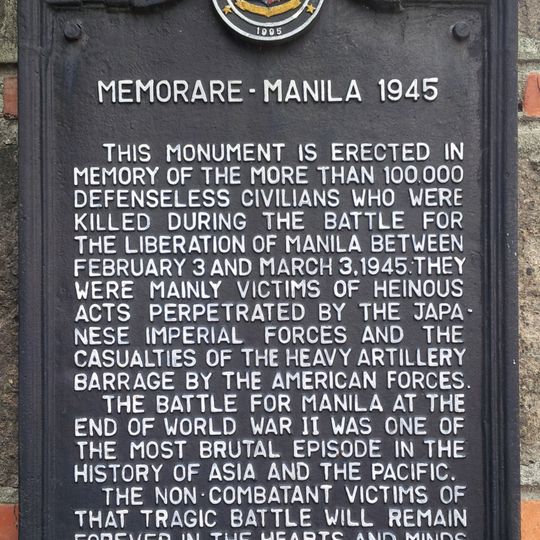Memorare – Manila 1945 historical marker
