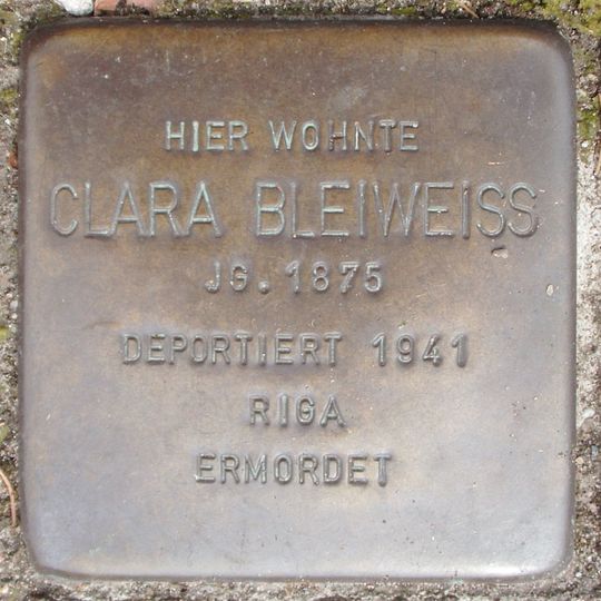Stolperstein dedicated to Clara Bleiweiss