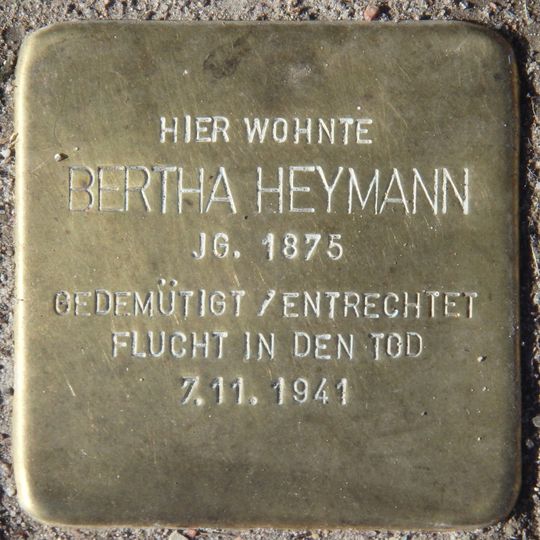 Stolperstein dedicated to Bertha Heymann
