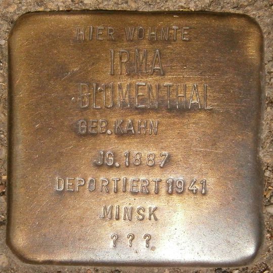 Stolperstein dedicated to Irma Blumenthal