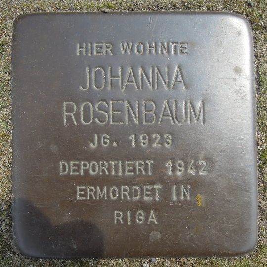 Stolperstein dedicated to Johanna Rosenbaum