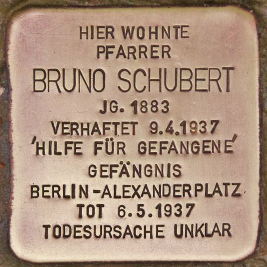 Stolperstein en memoria de Bruno Schubert