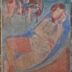 Figura femminile sdraiata con capra