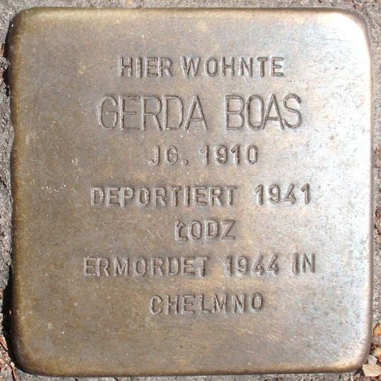 Stolperstein dedicated to Gerda Boas