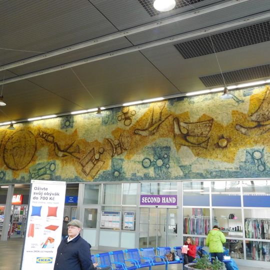 Mural in Praha-Libeň train station