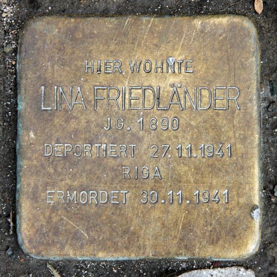 Stolperstein en memoria de Lina Friedländer