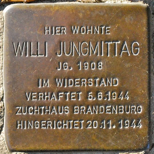 Stolperstein à la mémoire de Willi Jungmittag
