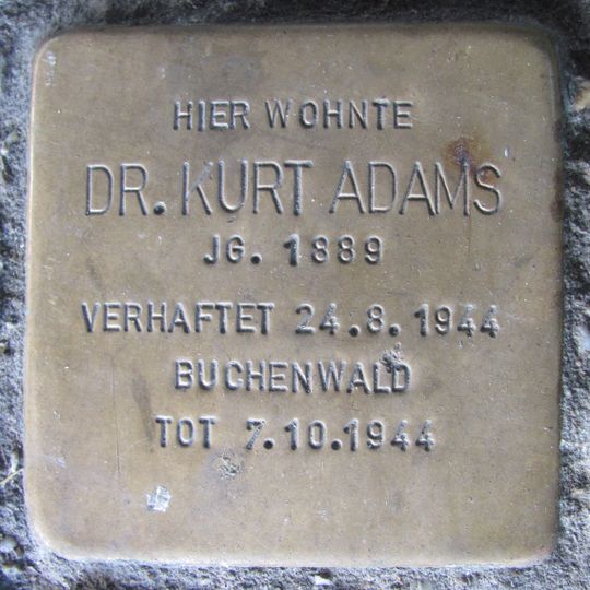 Stolperstein à la mémoire de Kurt Adams