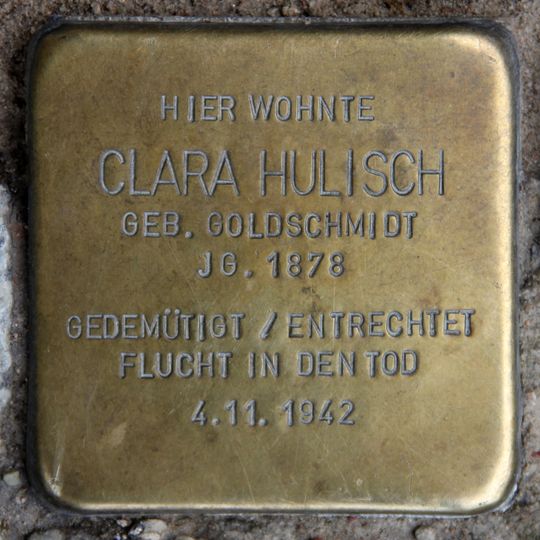 Stolperstein dedicated to Clara Hulisch