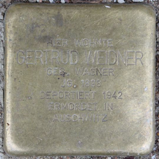 Stolperstein dedicated to Gertrud Weidner