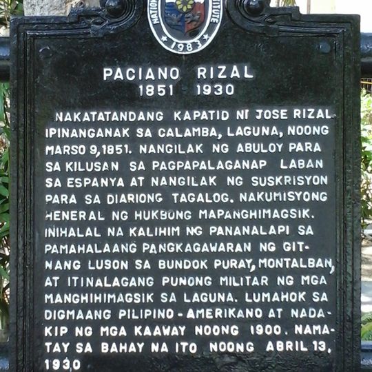 Paciano Rizal historical marker