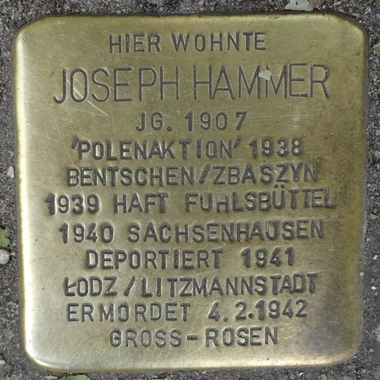 Stolperstein dedicated to Joseph Hammer