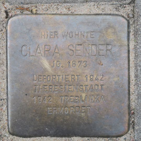 Stolperstein dedicated to Clara Sender
