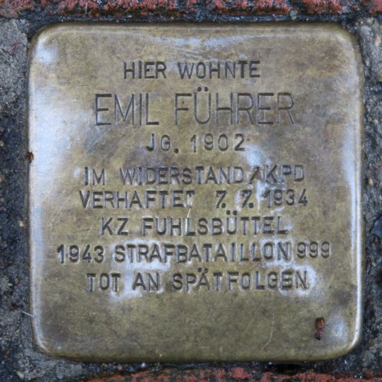 Stolperstein en memoria de Emil Führer
