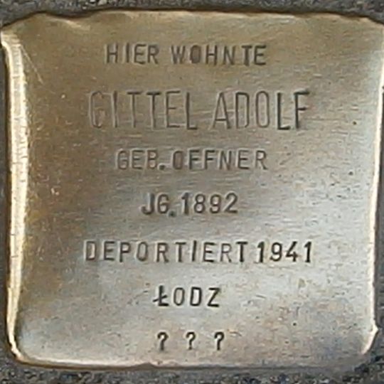 Stolperstein dedicated to Gittel Adolf