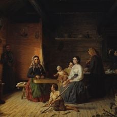 Kreeta Haapasalo Playing the Kantele in a Peasant Cottage