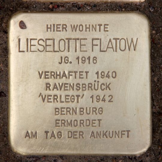 Stolperstein dedicated to Lieselotte Flatow