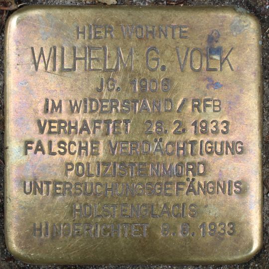 Stolperstein à la mémoire de Wilhelm G. Volk