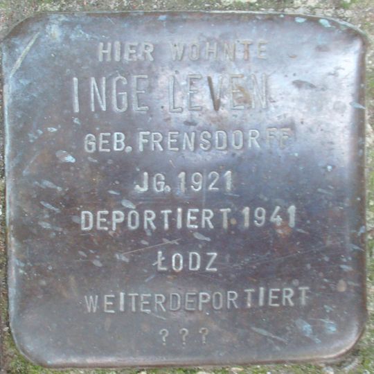Stolperstein dedicated to Inge Leven