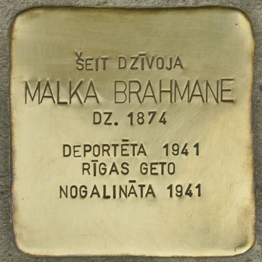 Stolperstein dedicated to Malka Brahmane
