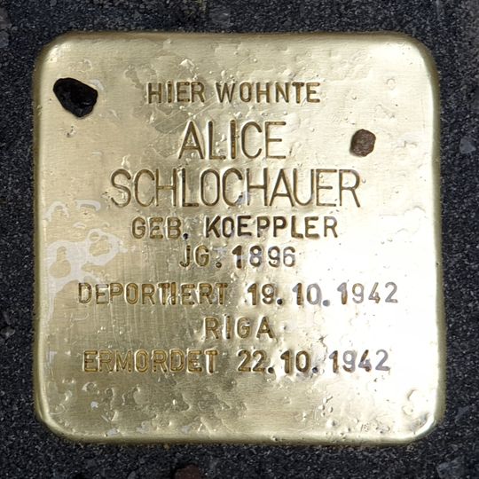 Stolperstein dedicated to Alice Schlochauer