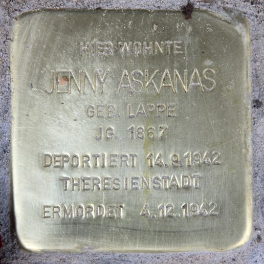 Stolperstein dedicated to Jenny Askanas