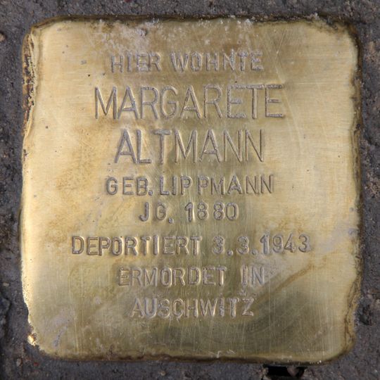 Stolperstein dedicated to Margarete Altmann