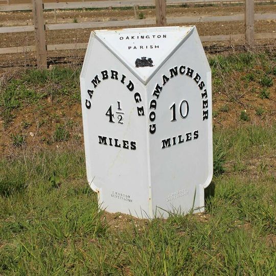 Milestone on A1307 near Bar Hill