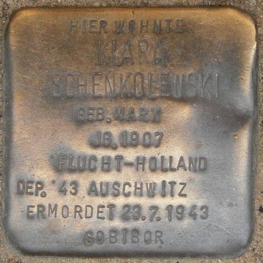 Stolperstein dedicated to Klara Schenkolewski