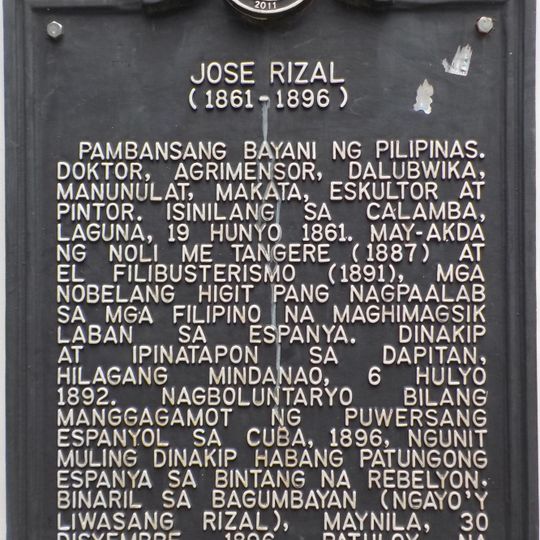Jose Rizal historical marker