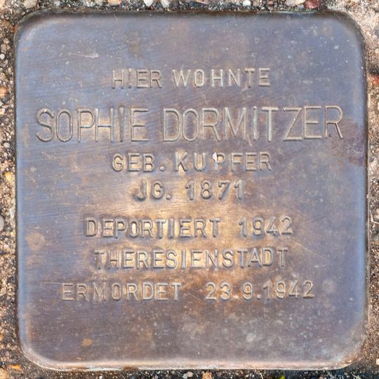 Stolperstein dedicated to Sophie Dormitzer