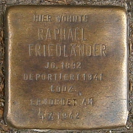 Stolperstein dedicated to Raphael Friedländer